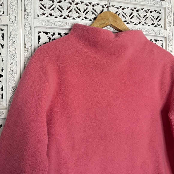 Vintage LL Bean Pink Fleece Long Sleeve Mockneck Pullover Sweater Sz Medium - Picture 2 of 7
